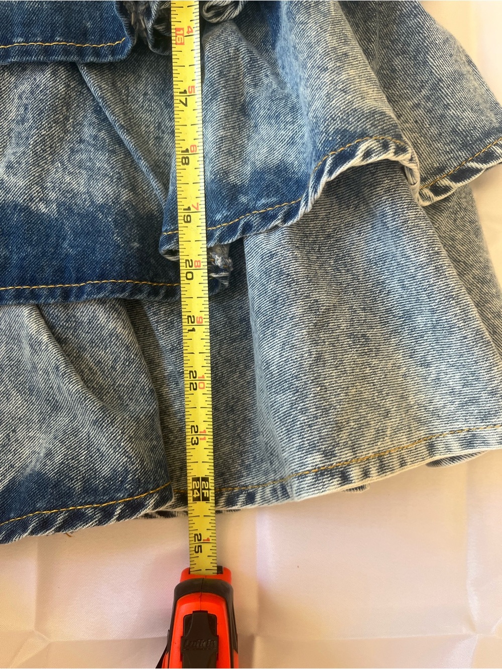 So Me Strapless Ruffled Denim Mini Dress in Blue - Picture 4 of 4